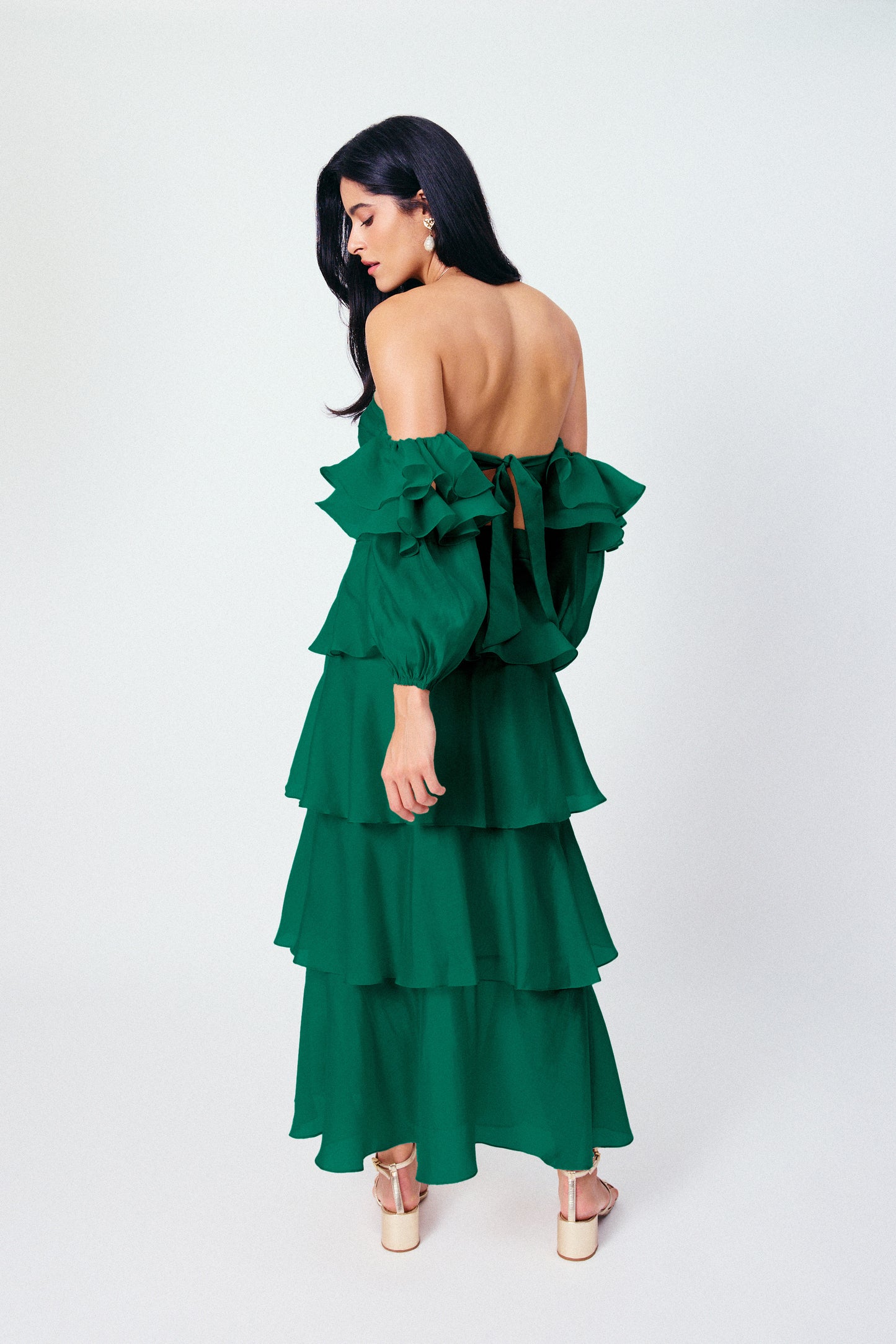 Saia Midi Camadas Brisa Verde