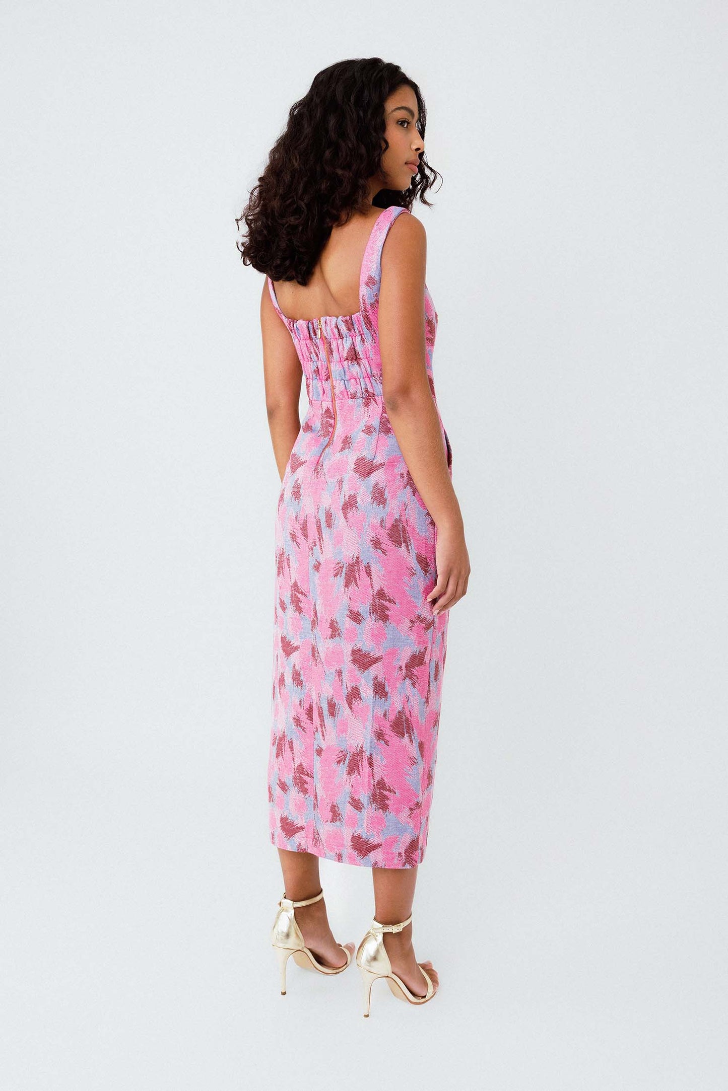 Vestido Midi Coquetel Rajado