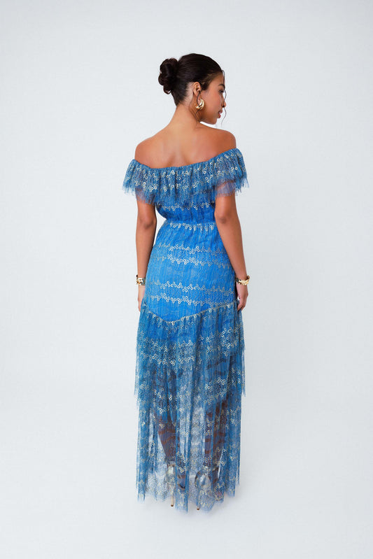 Vestido Midi Ombro a Ombro Safira