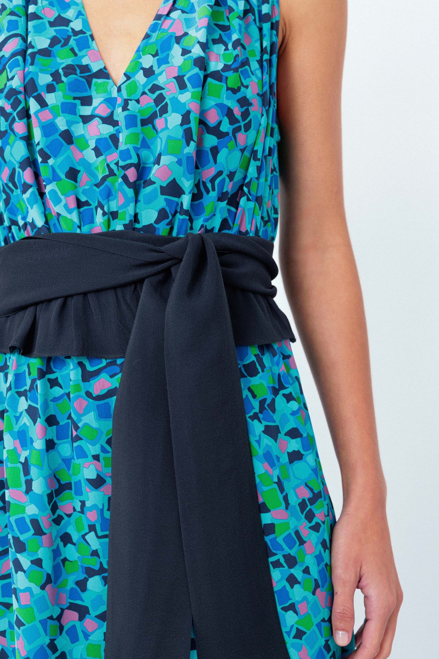 Vestido Midi Seda Ladrilhos