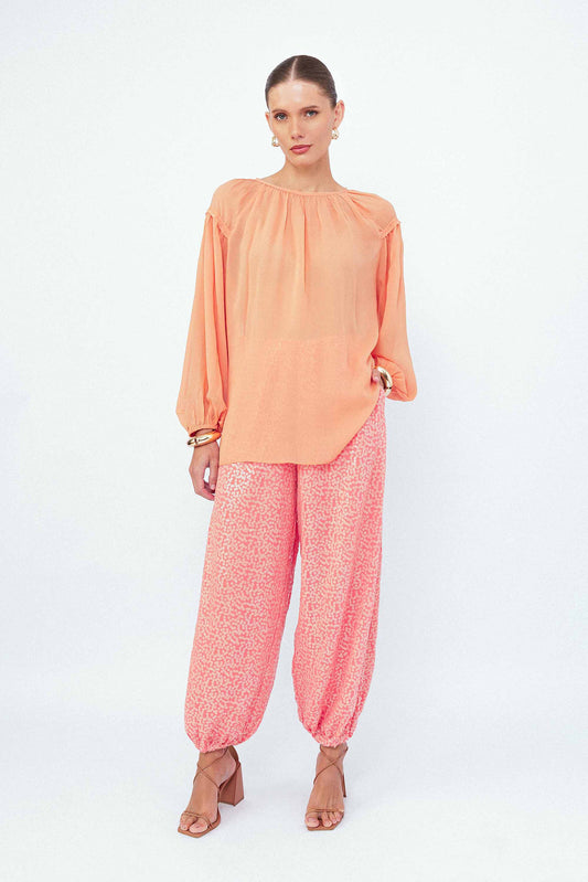 Blusa Manga Longa Pétalas Laranja