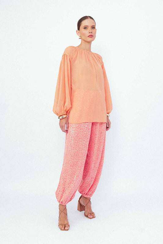 Blusa Manga Longa Pétalas Laranja