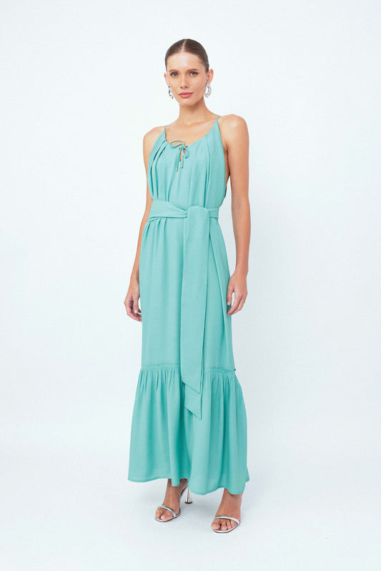 Vestido Longo Faixa Essencial Azul