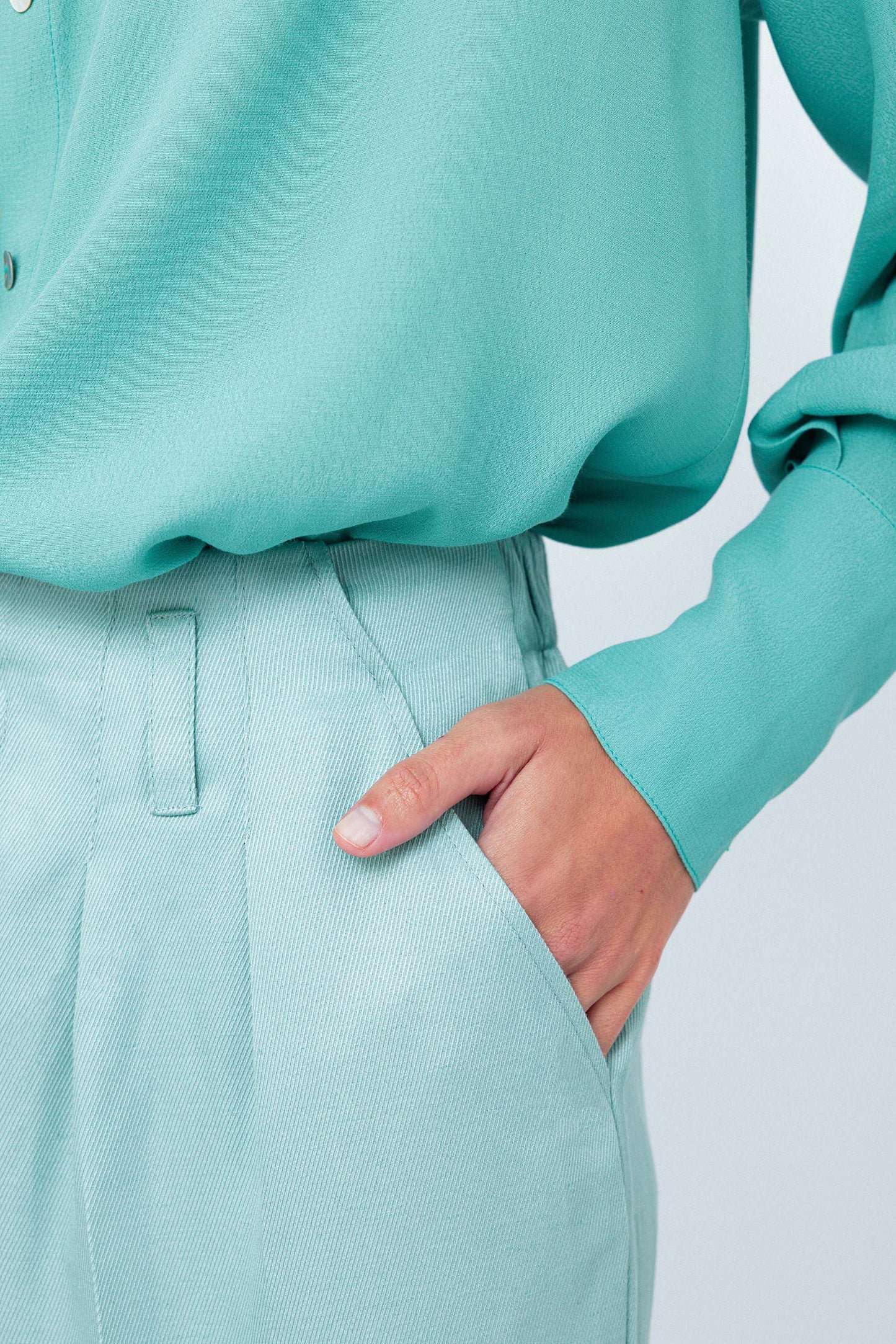 Calça Alfaiataria Elástico Céu