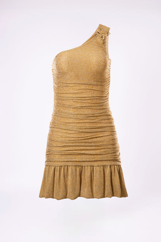 Vestido Curto Assimetrico Cintilante