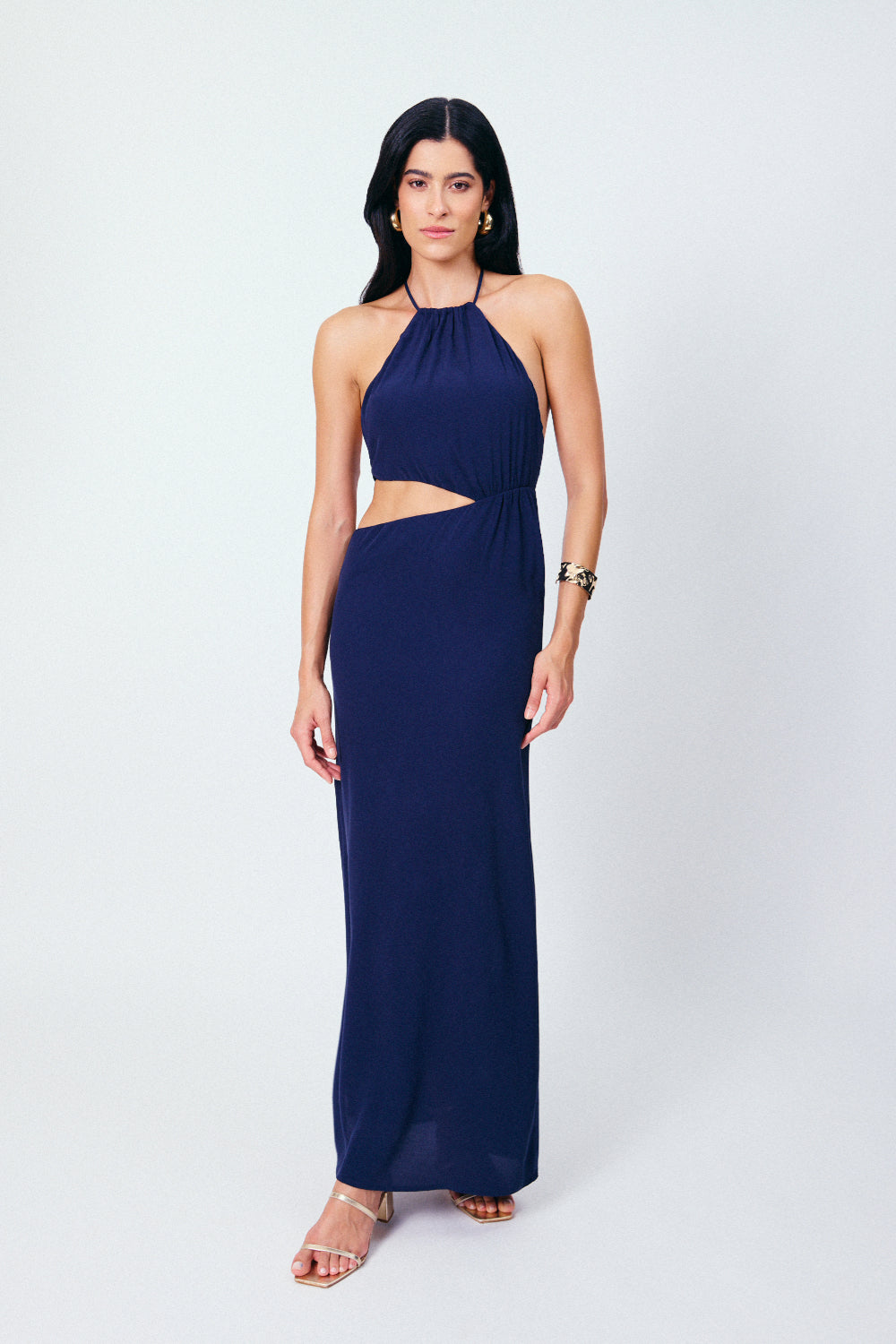 Vestido Longo Frente Única Equinócio Marinho