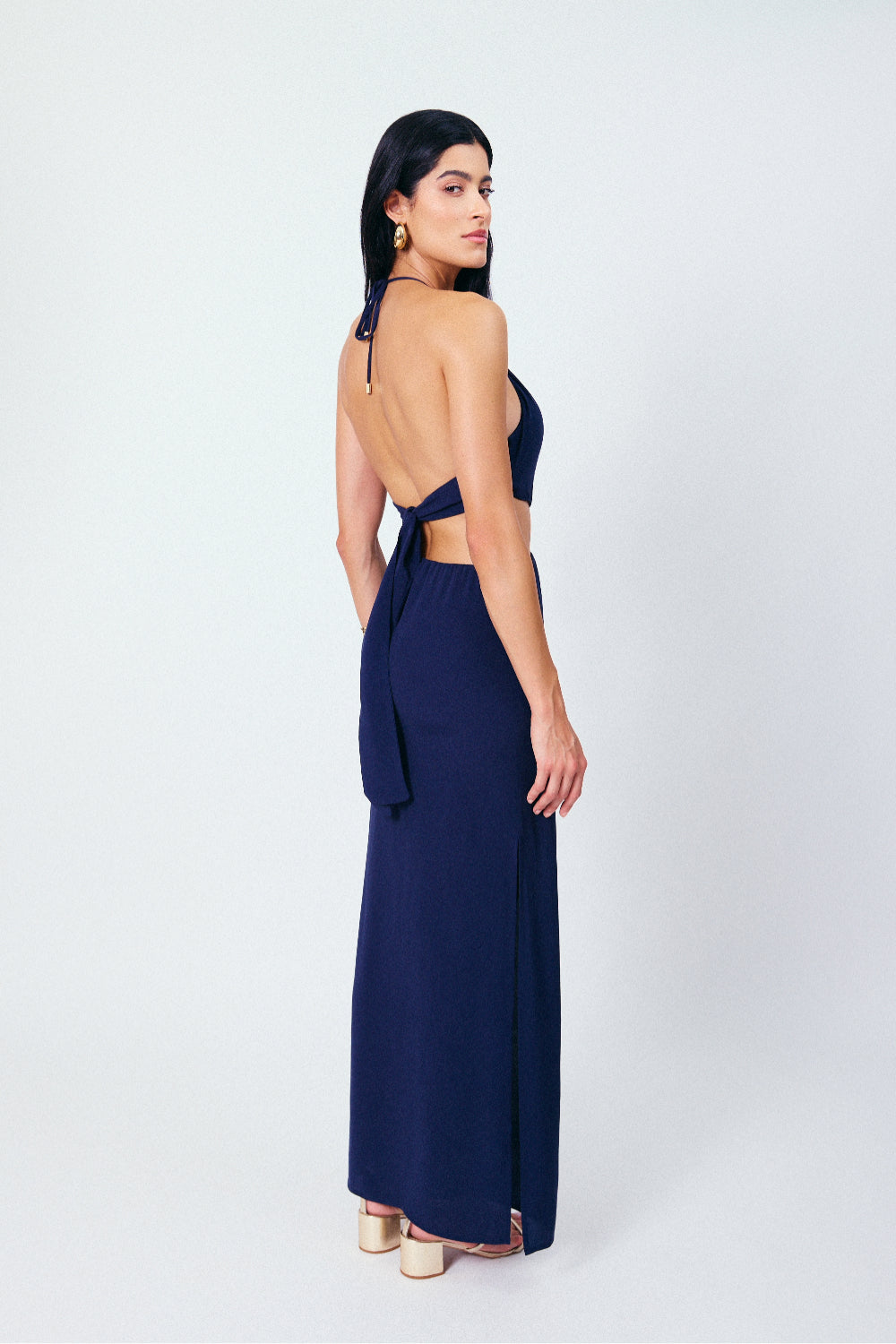 Vestido Longo Frente Única Equinócio Marinho