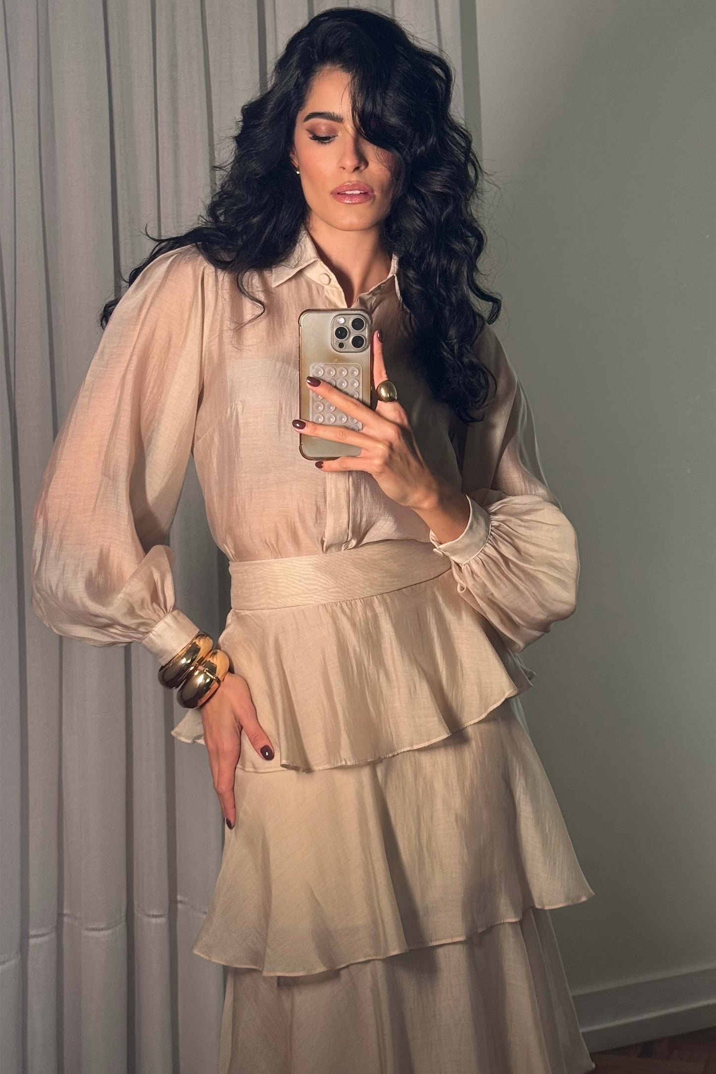 Camisa Manga Longa Brisa Bege