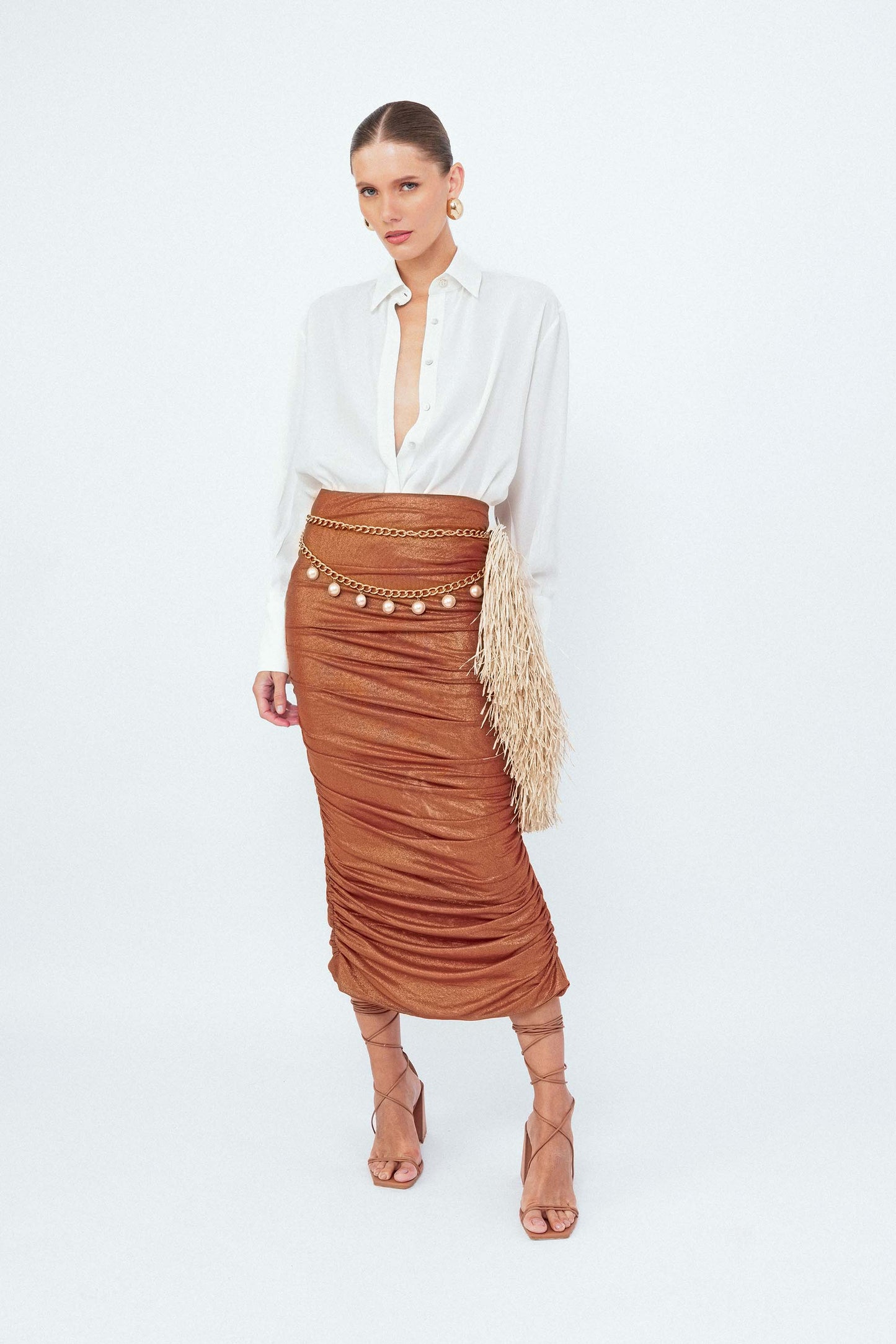 Saia Midi Franzida Por do Sol