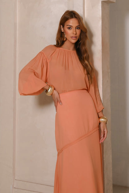 Blusa Manga Longa Pétalas Laranja