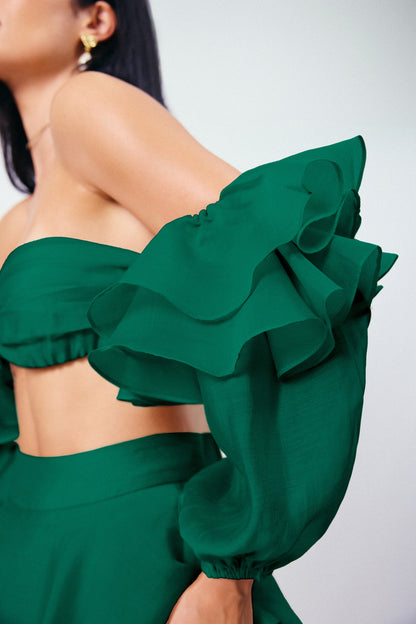 Saia Midi Camadas Brisa Verde