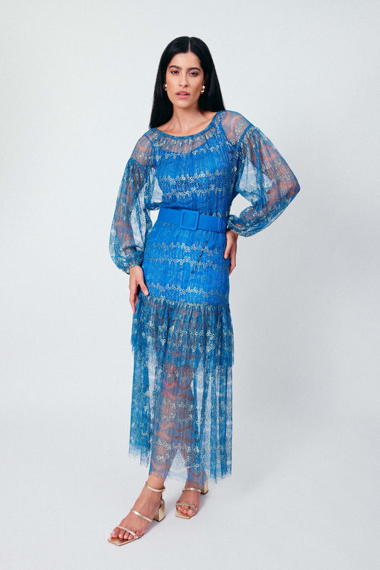 Saia Midi com Cinto Safira