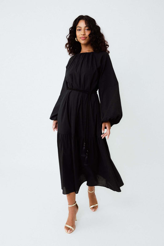 Vestido Midi Com Cordão Luar