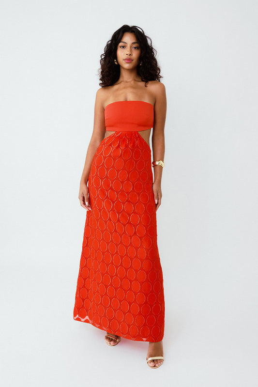 Vestido Longo Amarração Rubi