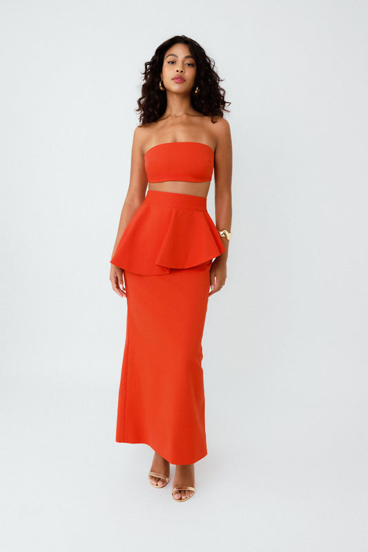 Saia Midi Peplum Rubi