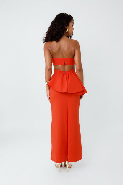 Saia Midi Peplum Rubi