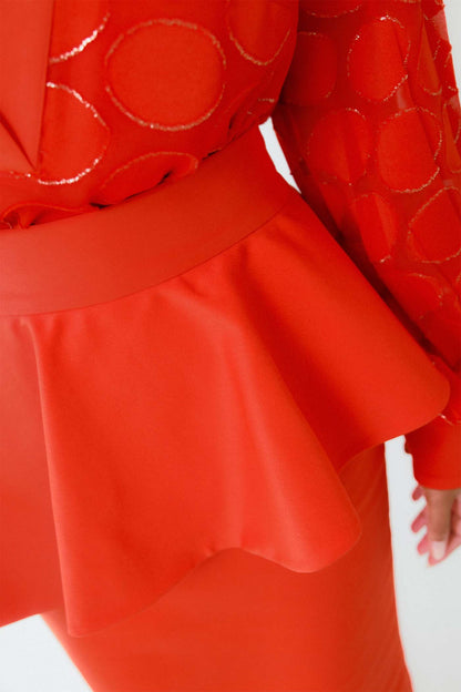 Saia Midi Peplum Rubi