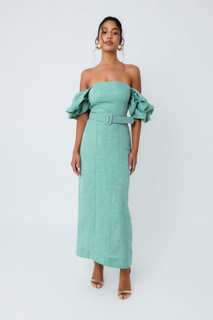 Vestido Midi com Cinto Jade