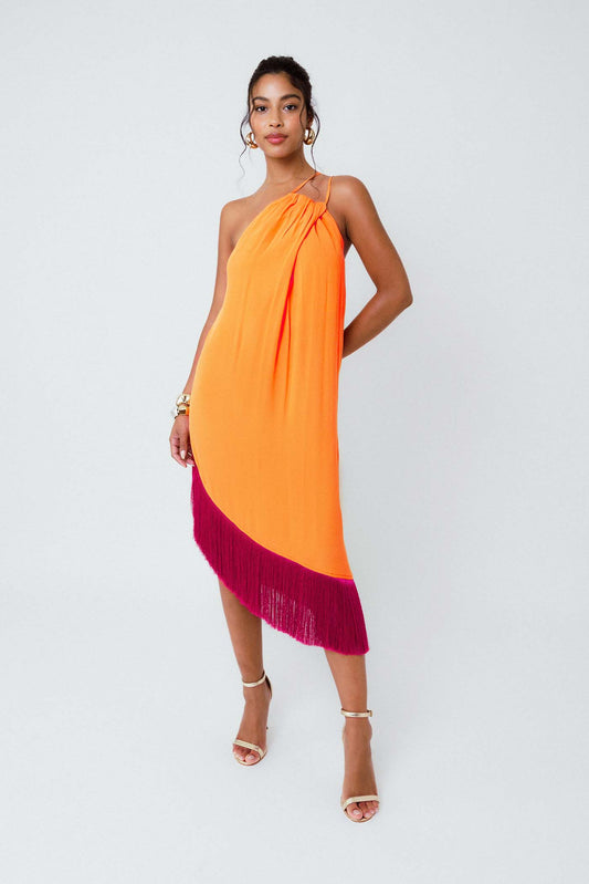 Vestido Midi Franjas Amanhecer