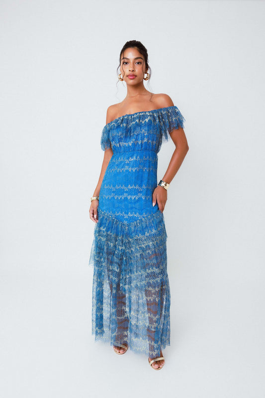 Vestido Midi Ombro a Ombro Safira