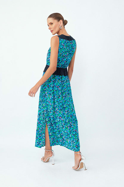 Vestido Midi Seda Ladrilhos