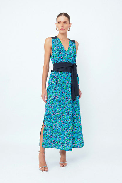 Vestido Midi Seda Ladrilhos