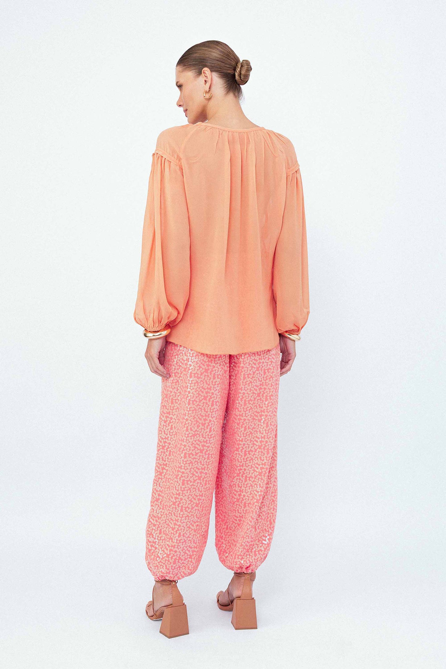 Blusa Manga Longa Pétalas Laranja