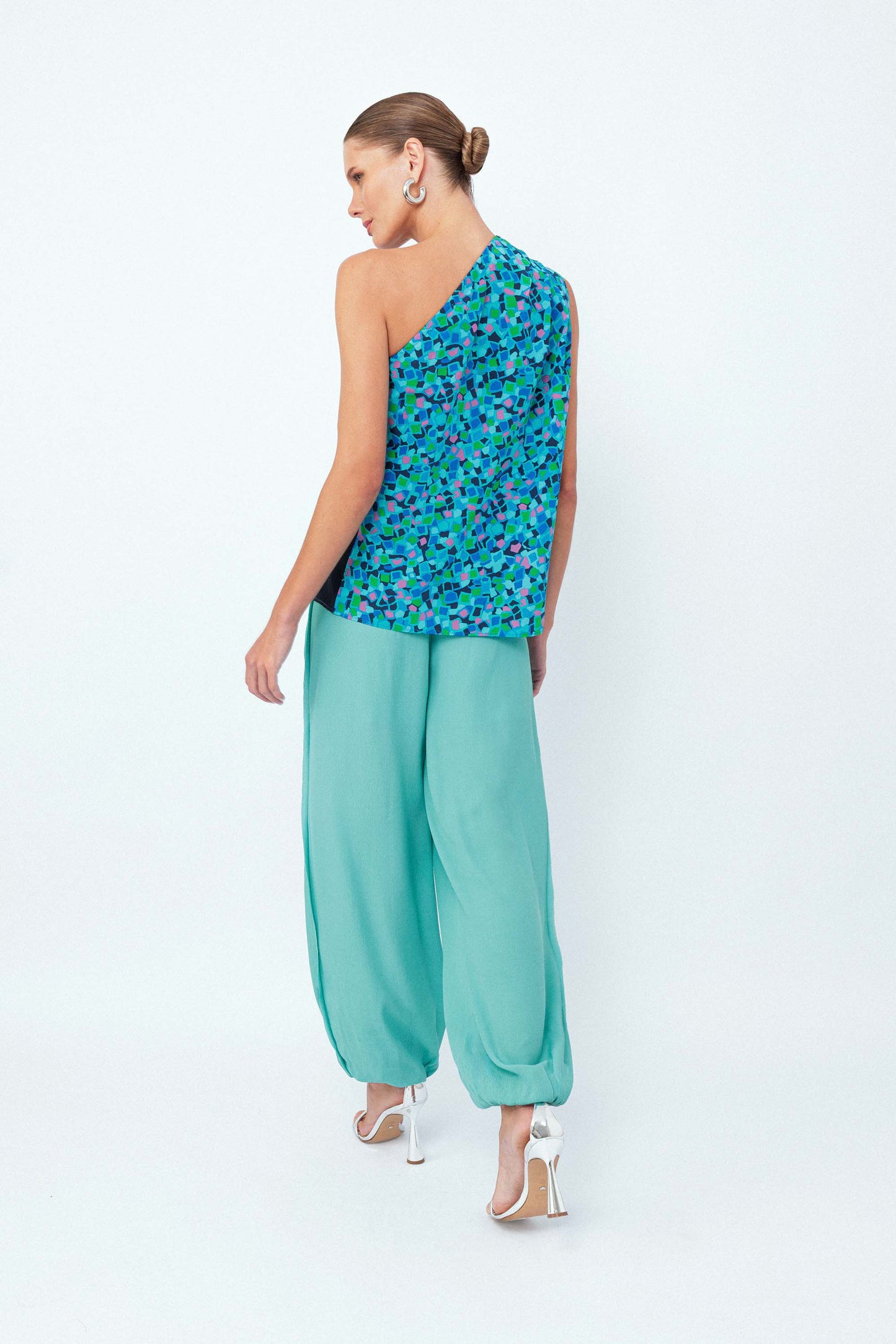 Blusa Seda Com Faixa Ladrilhos