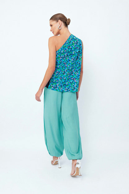 Blusa Seda Com Faixa Ladrilhos