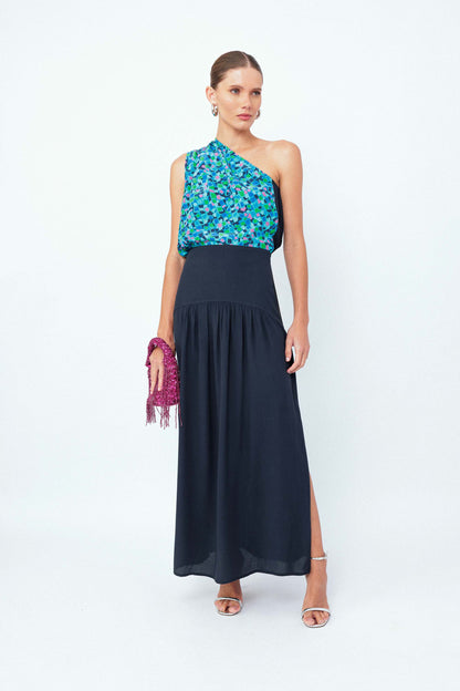 Blusa Seda Com Faixa Ladrilhos