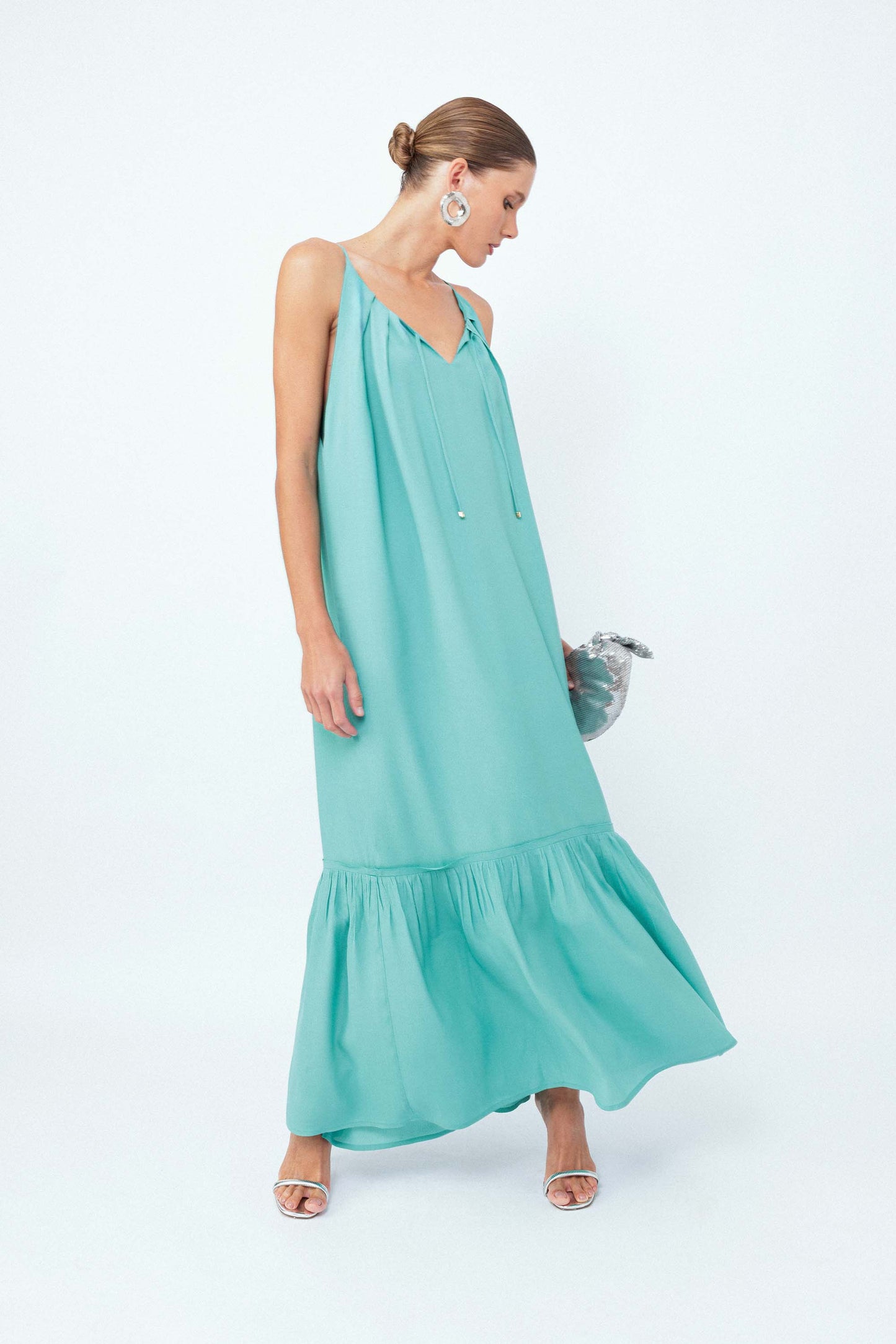 Vestido Longo Faixa Essencial Azul