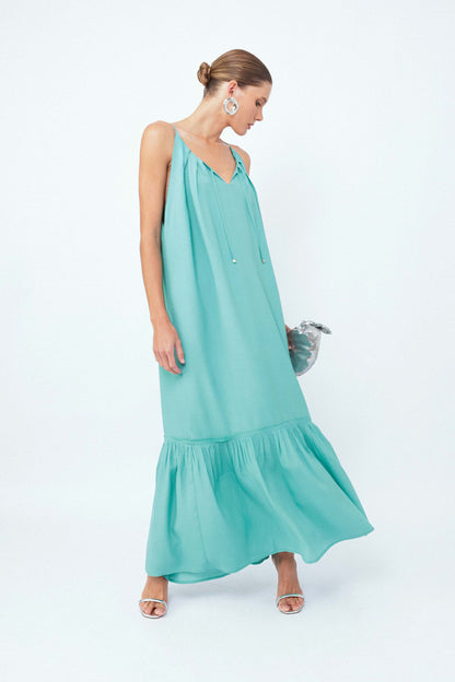 Vestido Longo Faixa Essencial Azul