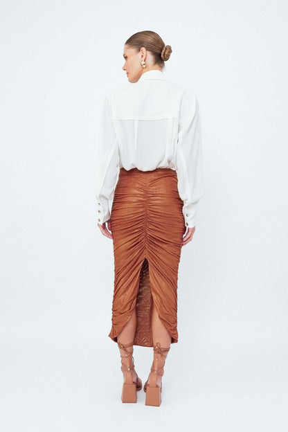 Saia Midi Franzida Por do Sol