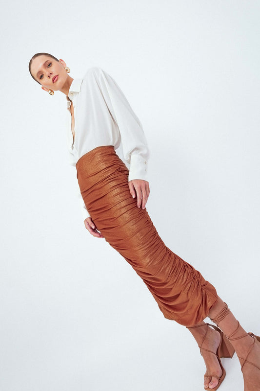 Saia Midi Franzida Por do Sol