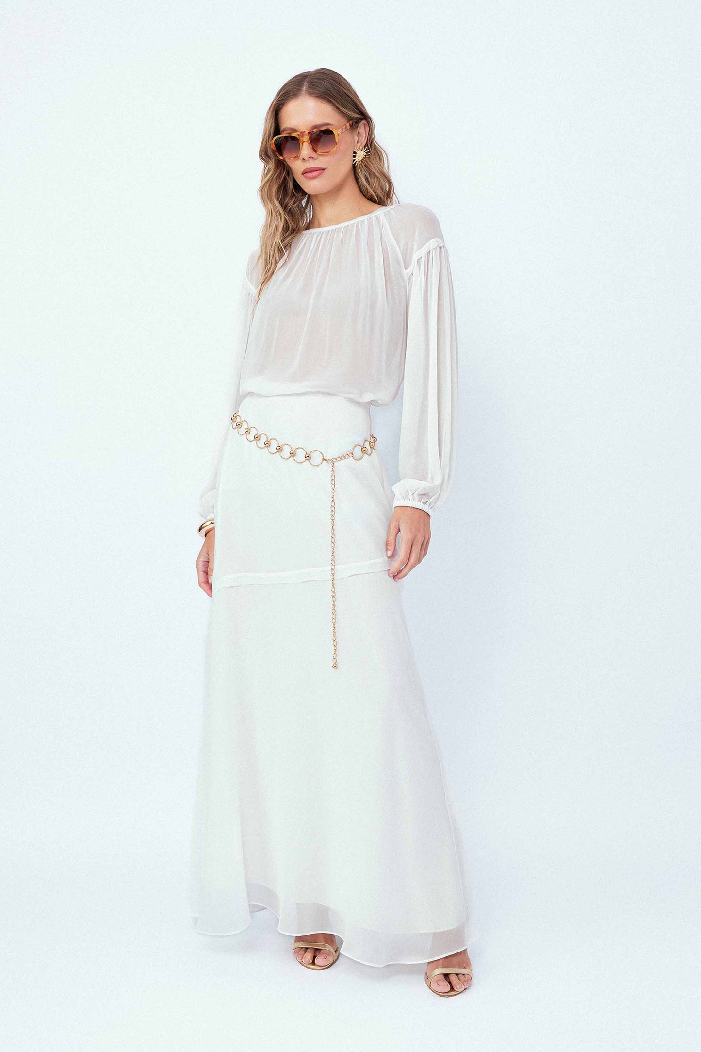 Blusa Manga Longa Pétalas Off White