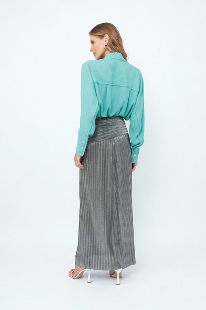 Saia Midi Plissado Brilhar