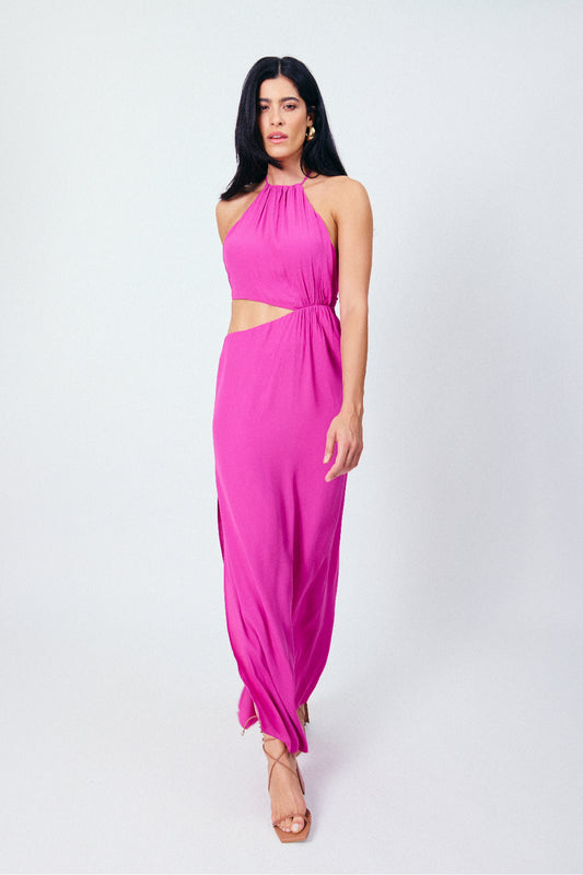 Vestido Longo Frente Única Equinócio Rosa
