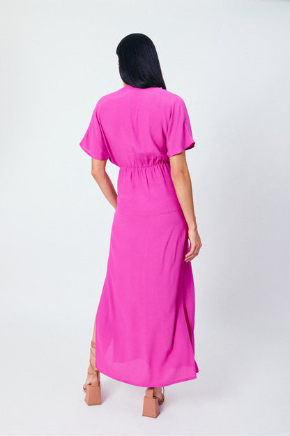 Vestido Longo Manga Solta Equinócio Rosa